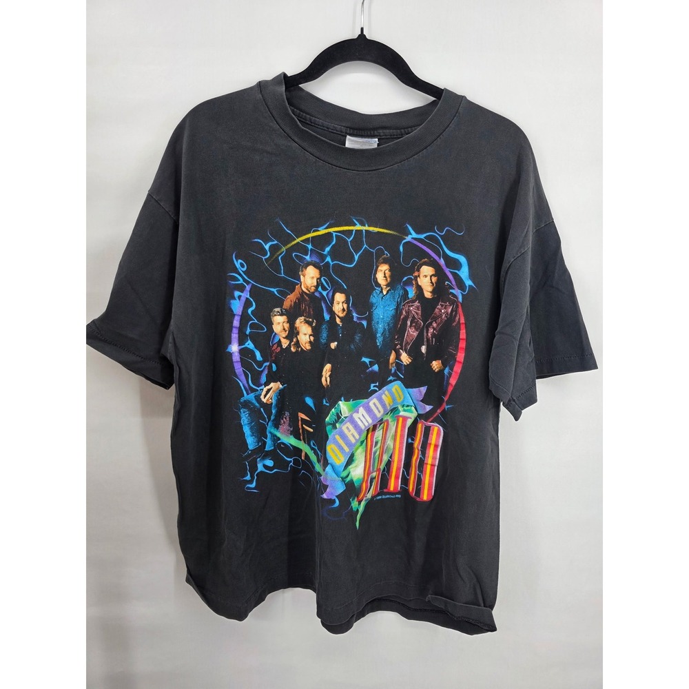 Vintage 1996 Diamond Rio Band T-Shirt Hanes Beefy-T XL Black Single Stitch 90s